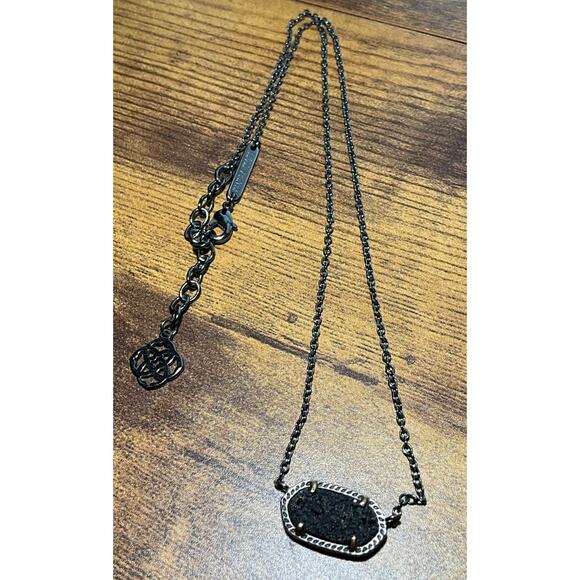 Kendra Scott Elisa Gold Iridescent Black Drusy 15" Chain 2" Extender - Picture 1 of 7